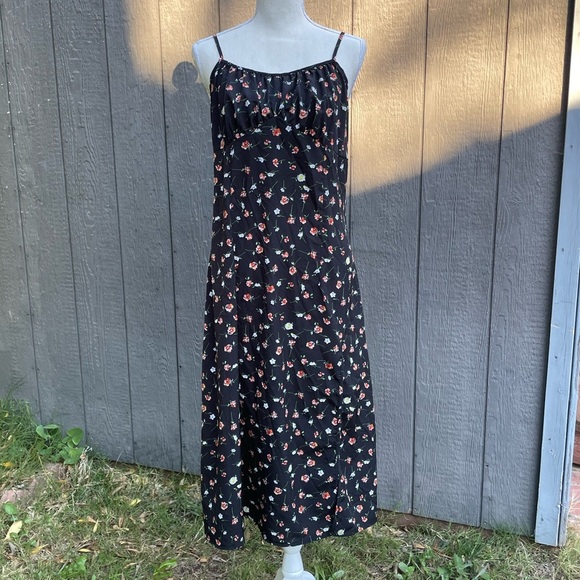 Cami Slip Dress Floral Print Thigh Slit Spaghetti Strap Size XL - Picture 3 of 9